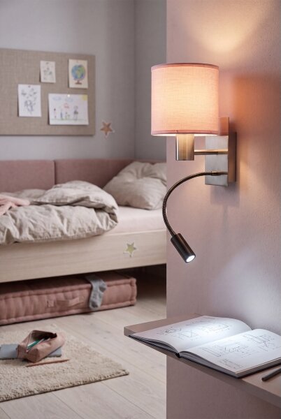 Brilagi - LED Flex. lampa BOBO 1xE27/25W/230V + LED/3W m. chrom/růžová