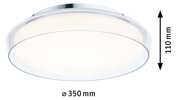 Paulmann 71075 Luena, koupelnové stropní svítidlo LED 16,5W 3000K, sklo/chrom, průměr 35cm, IP44