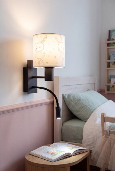 Brilagi - LED Flex. lampa BOBO 1xE27/25W/230V + LED/3W černá/bílá/králíčci