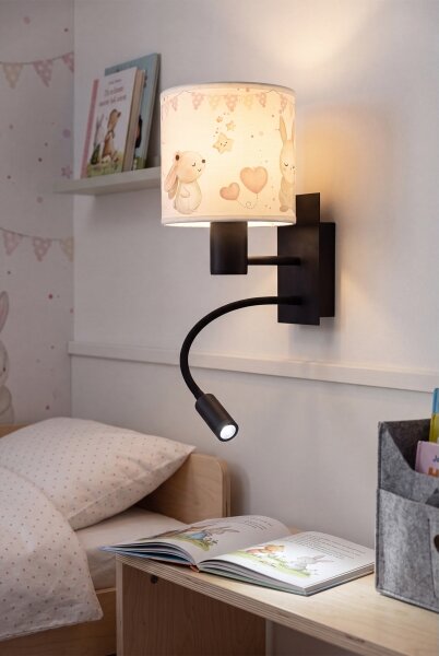 Brilagi - LED Flex. lampa BOBO 1xE27/25W/230V + LED/3W černá/krémová/králíčci
