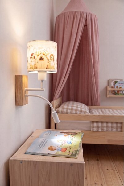 Brilagi - LED Flex. lampa BOBO WOOD 1xE27/25W/230V + LED/3W dub/bílá/růžová/víly
