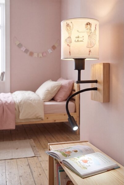 Brilagi- LED Flex. lampa BOBO WOOD 1xE27/25W/230V + LED/3W dub/čer./b./růž./bal