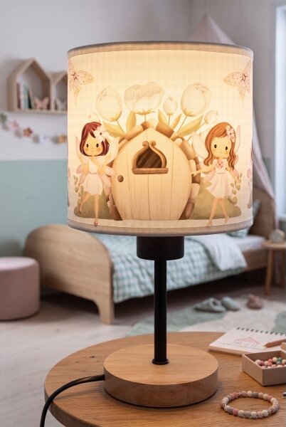 Brilagi - Stolní lampa BOBO WOOD 1xE27/25W/230V dub/černá/bílá/růžová/víly
