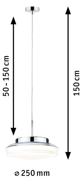 Paulmann 71080 Luena, koupelnové závěsné svítidlo LED 11,5W 3000K, sklo/chrom, průměr 25cm, IP44