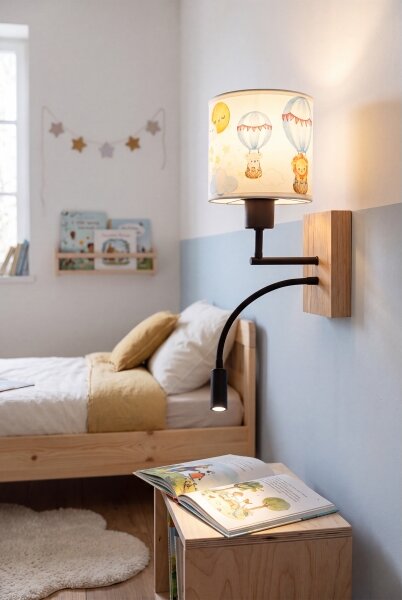 Brilagi - LED Flex. lampa BOBO WOOD 1xE27/25W/230V + LED/3W dub/černá/bílá/zvíř