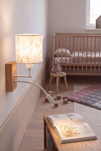Brilagi - LED Flex. lampa BOBO WOOD 1xE27/25W/230V + LED/3W dub/bílá/králíčci