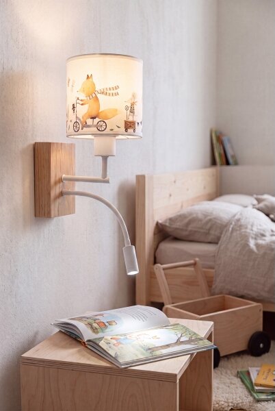 Brilagi - LED Flex. lampa BOBO WOOD 1xE27/25W/230V + LED/3W dub/bílá/zvířátka