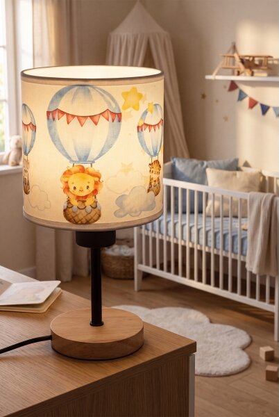 Brilagi - Stolní lampa BOBO WOOD 1xE27/25W/230V dub/černá/bílá/zvířátka