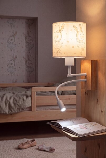 Brilagi - LED Flex. lampa BOBO WOOD 1xE27/25W/230V + LED/3W dub/bílá/králíčci