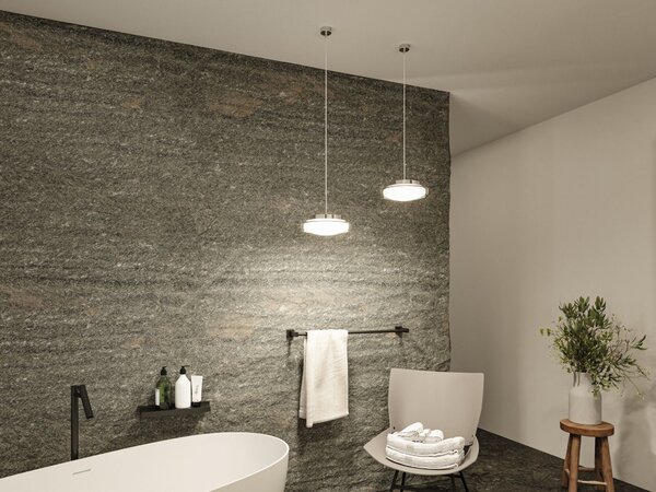 Paulmann 71080 Luena, koupelnové závěsné svítidlo LED 11,5W 3000K, sklo/chrom, průměr 25cm, IP44