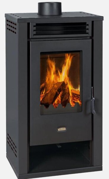 PRITY K2 GT, Volně stojící kamna na dřevo s prosklením, 8,1 kW, Černá, Třída A+, Ø 150 mm