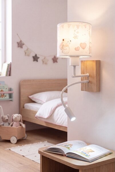 Brilagi - LED Flex. lampa BOBO WOOD 1xE27/25W/230V + LED/3W dub/bílá/krém./král