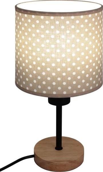 Brilagi - Stolní lampa BOBO WOOD 1xE27/25W/230V dub/černá/béžová/puntíky