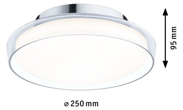 Paulmann 71078 Luena, koupelnové stropní svítidlo LED 11,5W 3000K, sklo/chrom, průměr 25cm, IP44