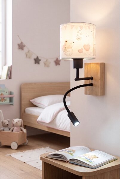 Brilagi - LED Flex. lampa BOBO WOOD 1xE27/25W/230V + LED/3W dub/čer./krém./král