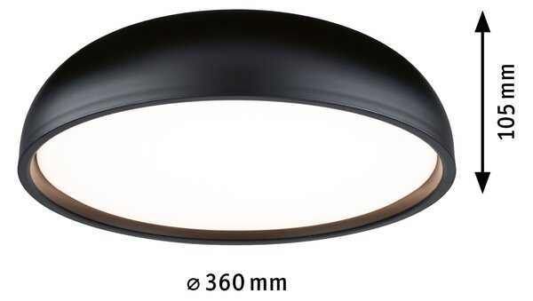 Paulmann 71084 Oka, koupelnové stropní svítidlo LED 24W White Switch, černá, průměr 36cm, IP44
