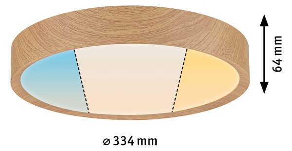 Paulmann 71085 Tega, koupelnové stropní svítidlo LED 22,5W White Switch, vzhled dřeva, průměr 33,4cm, IP44