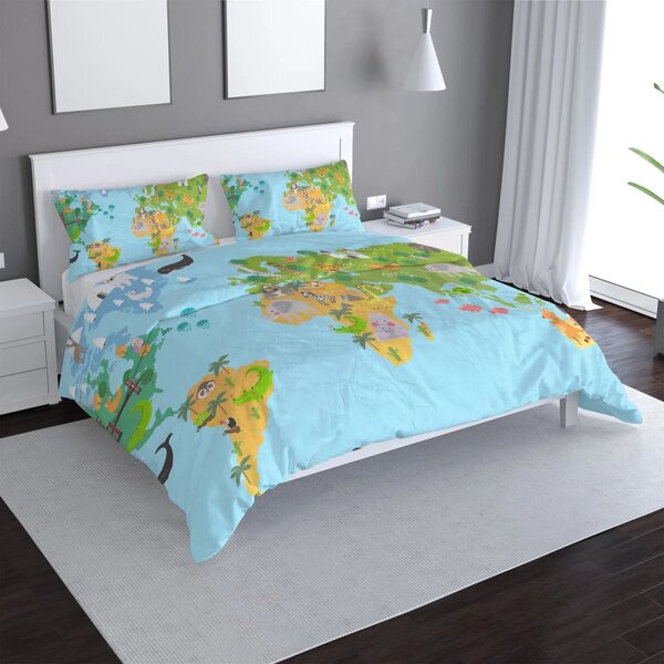 Sablio Povlečení Zvířecí mapa světa - 140x200 / 90x70