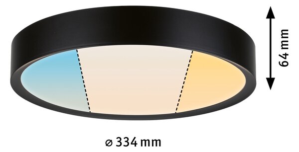 Paulmann 71086 Tega, koupelnové stropní svítidlo LED 22,5W White Switch, černá, průměr 33,4cm, IP44