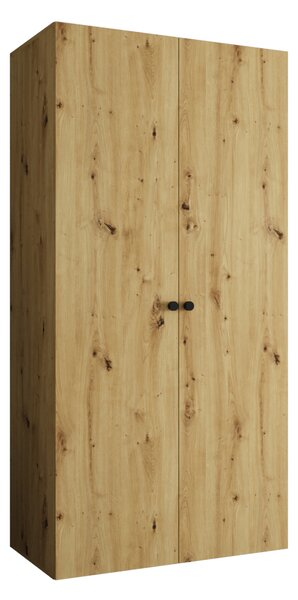 Elegantní šatní skříň CAITIR 1 100 cm - dub artisan / černé úchyty