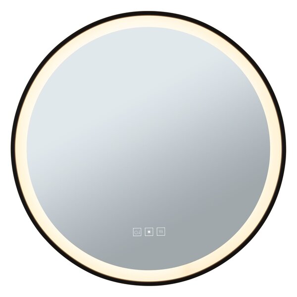Paulmann 71088 Mirra, stmívatelné kulaté zrcadlo s osvětlením a funkcí odmlžení, 11,5W LED White Switch, černá, průměr 59cm, IP44