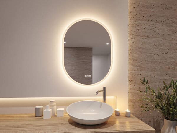 Paulmann 71087 Mirra, stmívatelné oválné zrcadlo s osvětlením a funkcí odmlžení 22W LED White Switch, 60x80cm, IP44