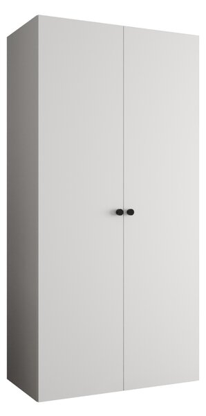 Elegantní šatní skříň CAITIR 1 100 cm - bílá / černé úchyty