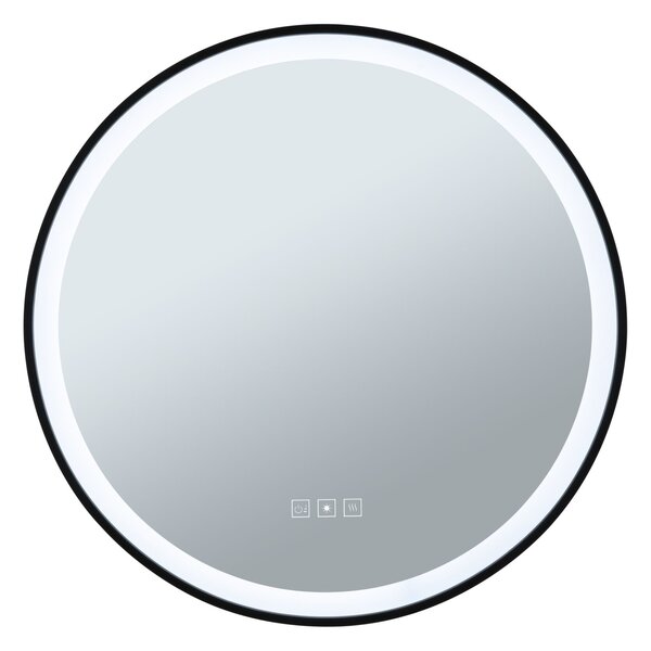 Paulmann 71088 Mirra, stmívatelné kulaté zrcadlo s osvětlením a funkcí odmlžení, 11,5W LED White Switch, černá, průměr 59cm, IP44