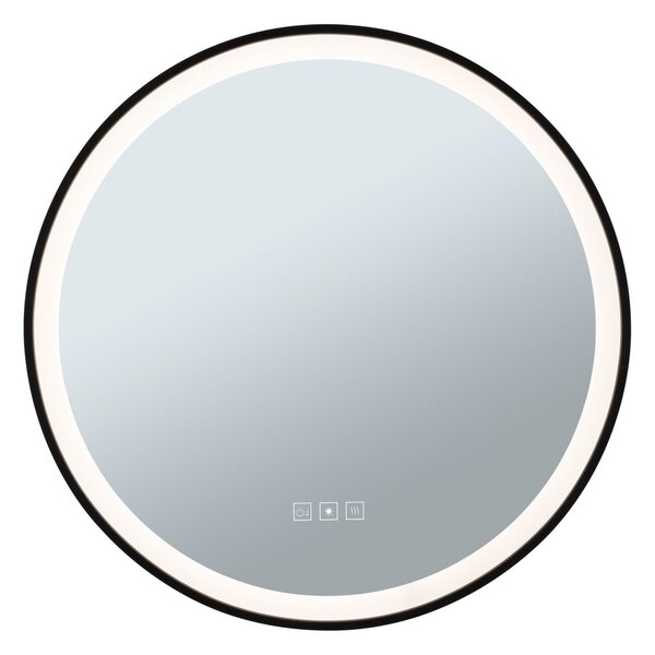 Paulmann 71088 Mirra, stmívatelné kulaté zrcadlo s osvětlením a funkcí odmlžení, 11,5W LED White Switch, černá, průměr 59cm, IP44