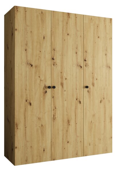 Elegantní šatní skříň CAITIR 1 150 cm - dub artisan / černé úchyty
