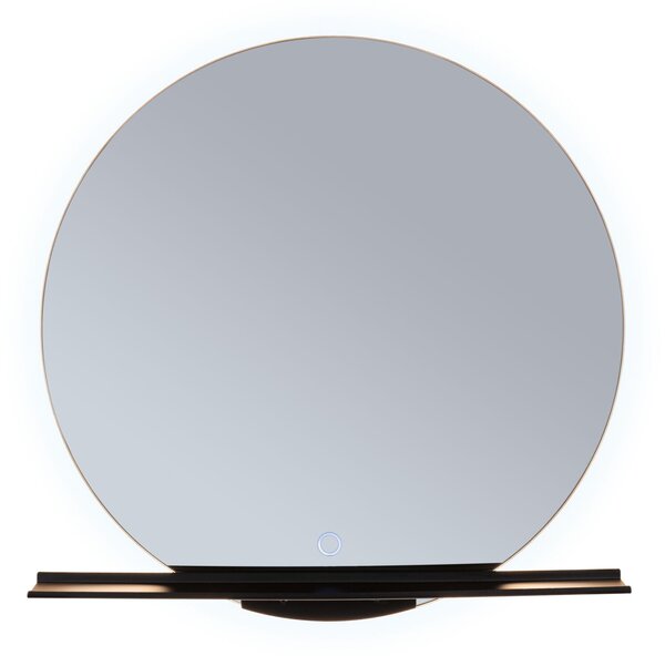 Paulmann 71091 Miro, kulaté zrcadlo s podsvícením a s policí, 11W LED Tunable White, černá, průměr 50cm, IP44