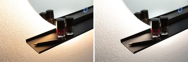 Paulmann 71091 Miro, kulaté zrcadlo s podsvícením a s policí, 11W LED Tunable White, černá, průměr 50cm, IP44