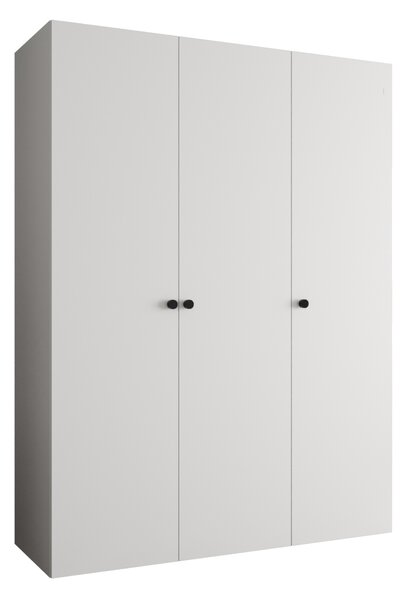 Elegantní šatní skříň CAITIR 1 150 cm - bílá / černé úchyty