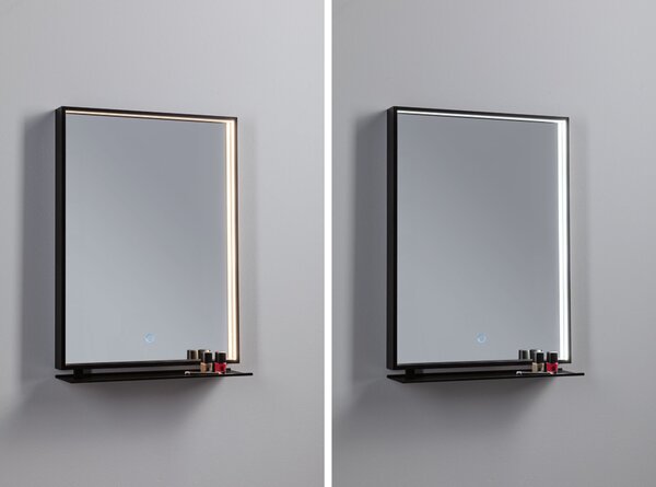 Paulmann 71093 Miro, zrcadlo s osvětlením a s policí, 11W LED Tunable White, černá, 45x62cm, IP44