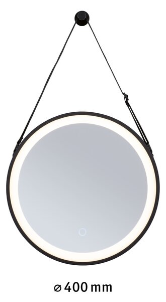 Paulmann 71092 Miro, kulaté zrcadlo s osvětlení a závěsem, 7,5W LED Tunable White, černá, průměr 40cm, IP44