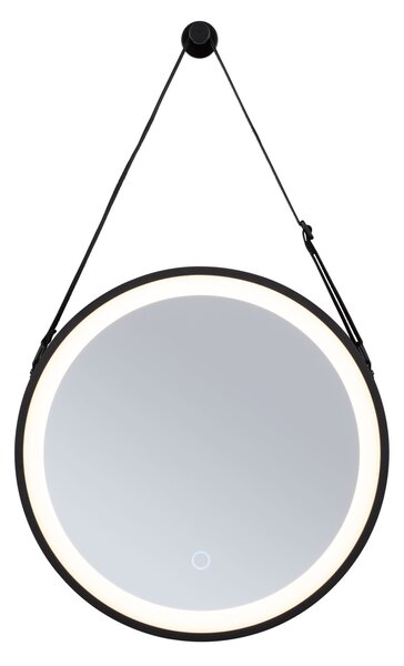 Paulmann 71092 Miro, kulaté zrcadlo s osvětlení a závěsem, 7,5W LED Tunable White, černá, průměr 40cm, IP44