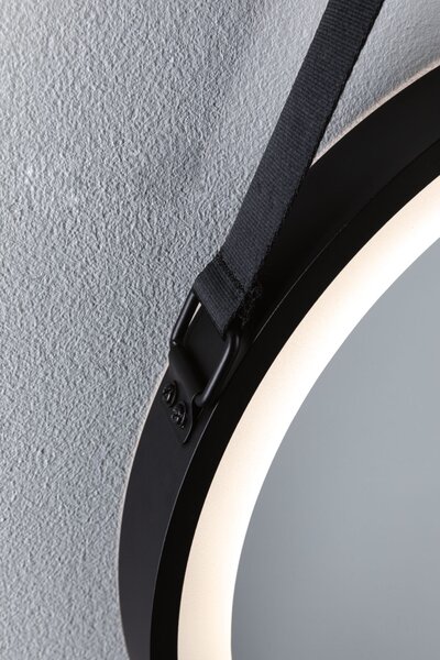 Paulmann 71092 Miro, kulaté zrcadlo s osvětlení a závěsem, 7,5W LED Tunable White, černá, průměr 40cm, IP44