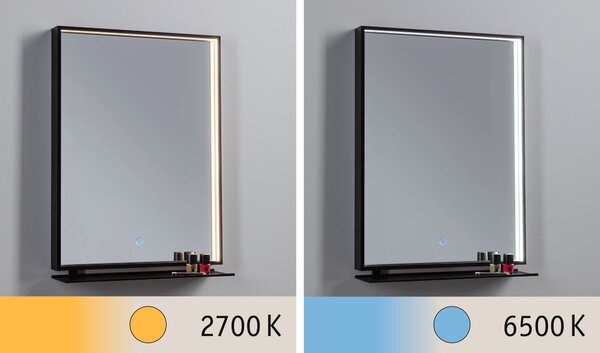 Paulmann 71093 Miro, zrcadlo s osvětlením a s policí, 11W LED Tunable White, černá, 45x62cm, IP44