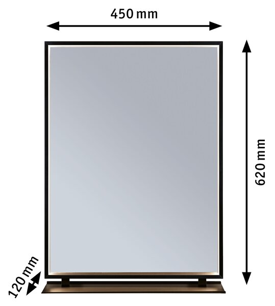 Paulmann 71093 Miro, zrcadlo s osvětlením a s policí, 11W LED Tunable White, černá, 45x62cm, IP44