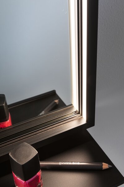 Paulmann 71093 Miro, zrcadlo s osvětlením a s policí, 11W LED Tunable White, černá, 45x62cm, IP44