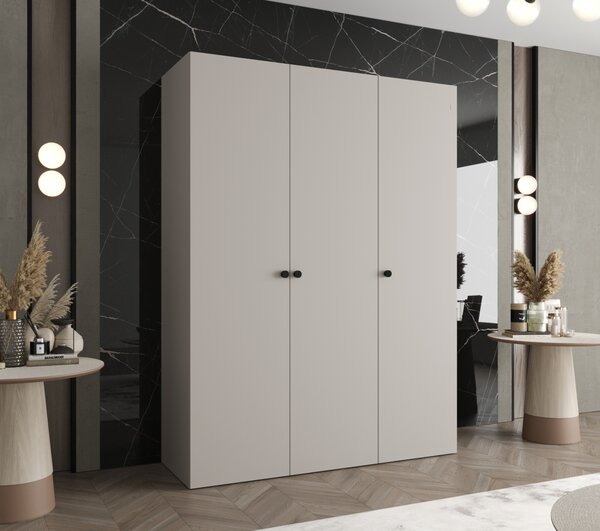 Elegantní šatní skříň CAITIR 1 150 cm - kašmír / černé úchyty