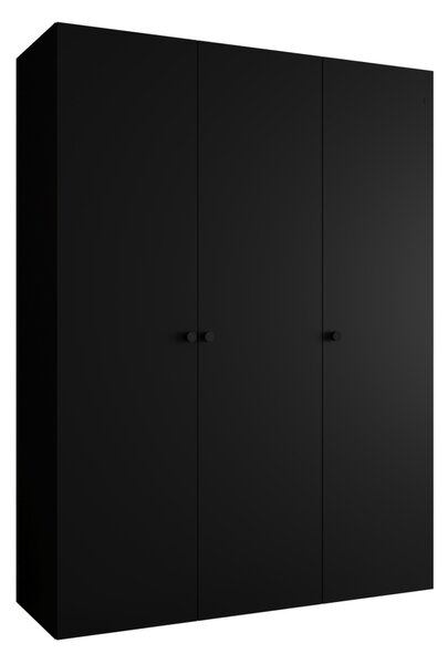 Elegantní šatní skříň CAITIR 1 150 cm - černá / černé úchyty
