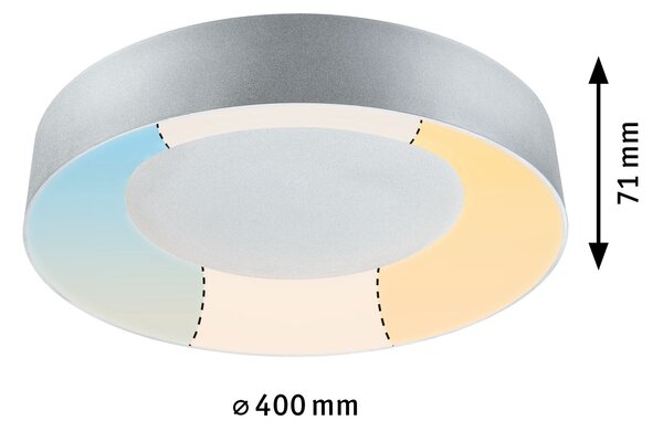 Paulmann 71095 Casca, koupelnové stropní svítidlo LED 23W White Switch, matný chrom, průměr 40cm, IP44