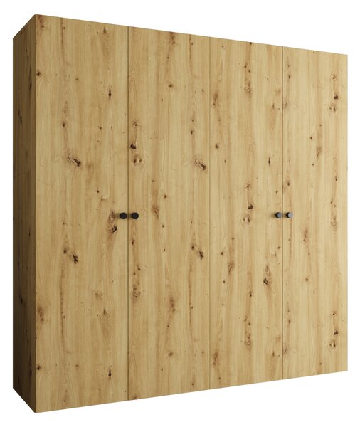 Elegantní šatní skříň CAITIR 1 200 cm - dub artisan / černé úchyty