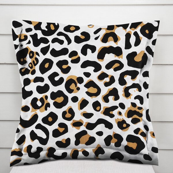 Biante Bavlněný povlak na polštář s lemem Sandra SA-409 Leopardí vzor na bílém 35 x 45 cm