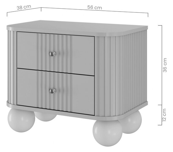 Set nočních stolků Vesper 56 cm - kašmírová / ořech / černé úchytky / kulaté kašmírové nohy