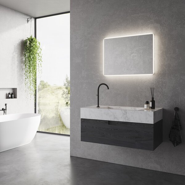 Nordlux 2310271000 Dovina, zrcadlo s osvětlením, 20W LED 4000K, s vypínačem, 60x80cm, IP44