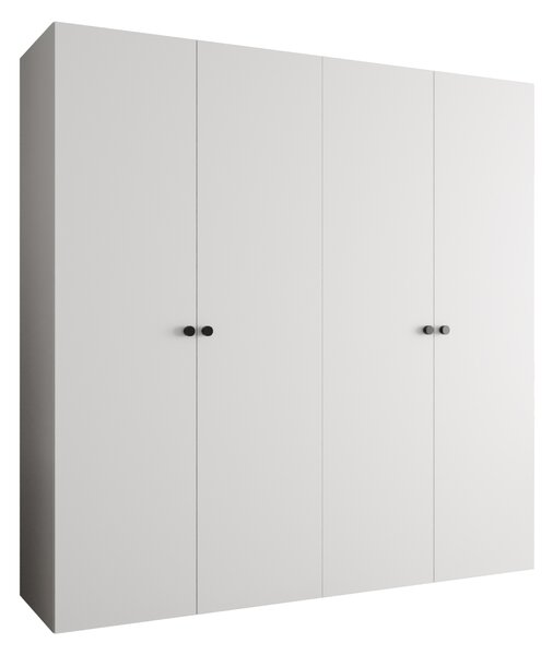 Elegantní šatní skříň CAITIR 1 200 cm - bílá / černé úchyty