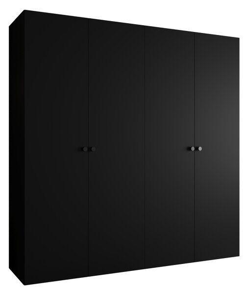 Elegantní šatní skříň CAITIR 1 200 cm - černá / černé úchyty