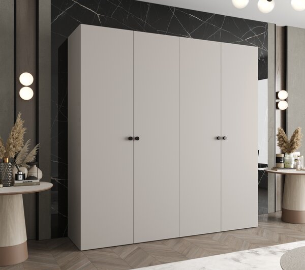 Elegantní šatní skříň CAITIR 1 200 cm - kašmír / černé úchyty